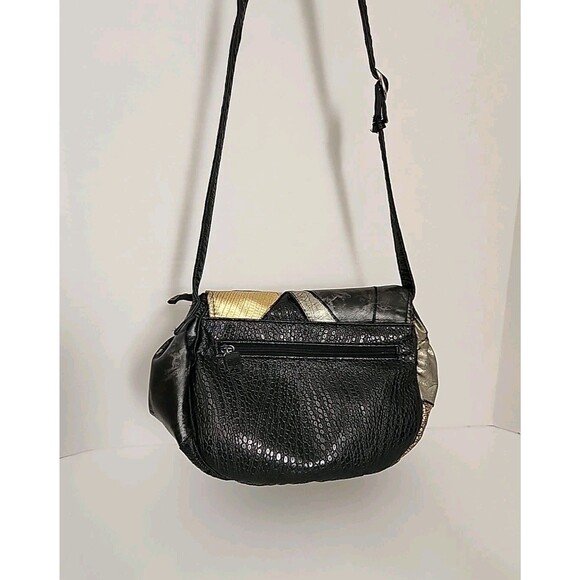 Vintage NAS Shoulder Bag Purse Black Metallic Silver Pewter 1980s Great Cond. - Picture 2 of 9